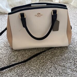 Coach Women's Cream, Black, and Tan Satchel